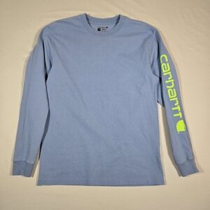 Carhartt K231 Loose Fit Heavyweight Long Sleeve Logo Tee Skystone Neon Yellow